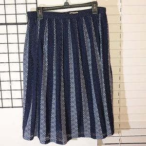 Lace Detailed | Navy and Baby Blue Striped Dress